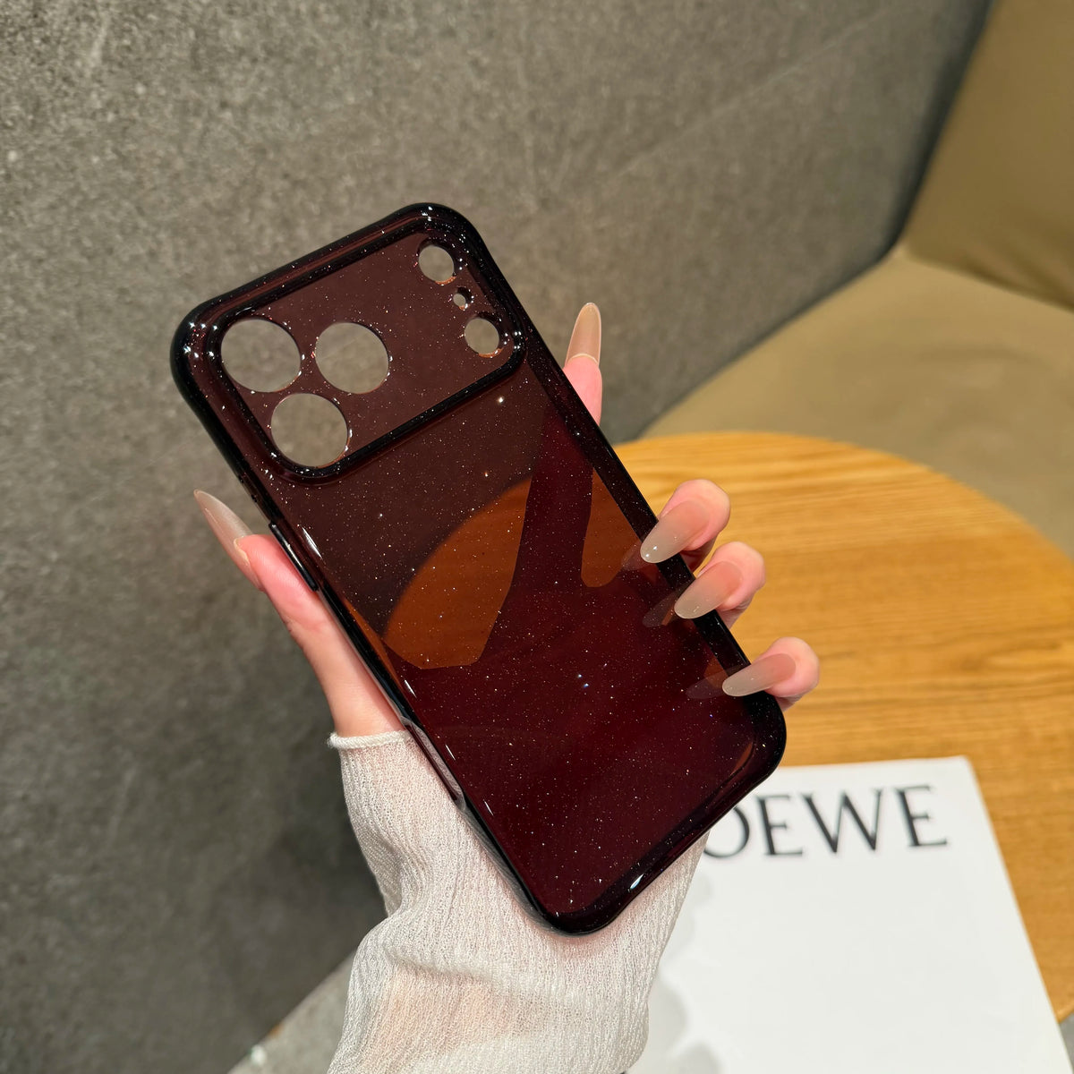 Bling Glitter PC TPU Hybrid Case for Apple iPhone 18 17 16 15 Pro Max Hard Clear Transparent Lens Protection Soft Bumper Cover