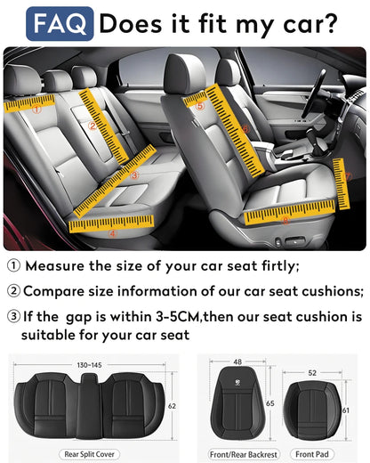 PU Leather Car Seat Cover Full Set 360°Surrounded Bottom Adjustable Back Seat Pad Waterproof Front Seat Cushion Car Accessories