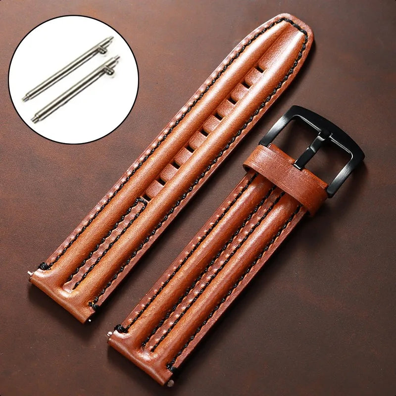20/22/24mm Cowhide Leather Watchband Straps for Seiko for Omega Men Women Universal Business Bracelets Vintage Oil Wax Wristbelt