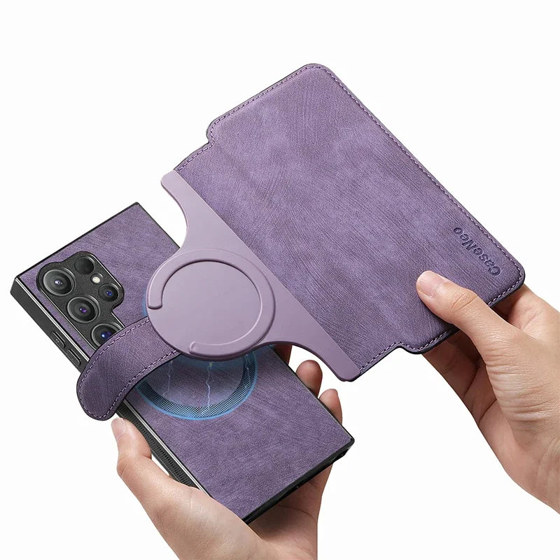 For Samsung S26 S25 S24 S23 FE S22 S21 Note20 Ultra Plus Magsafe Case Detachable Magnetic Card Holder Wallet Flip Leather Cover