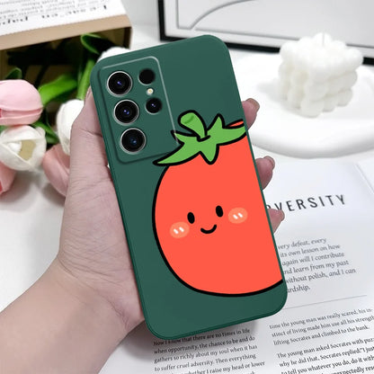 Tomato And Egg Phone Case For Samsung Galaxy S25 S24 S23 S22 S21 S20 S10 S10E Ultra Plus FE Note 20 Ultra Plus Cover