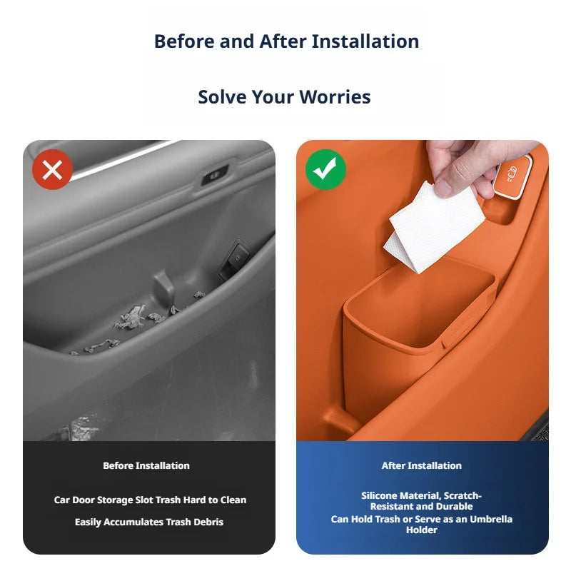 BLALION Silicone Car Door Storage Box Trash Can Multifunctional Auto Door Storage Bucket Umbrella Organizer for Car Accessories
