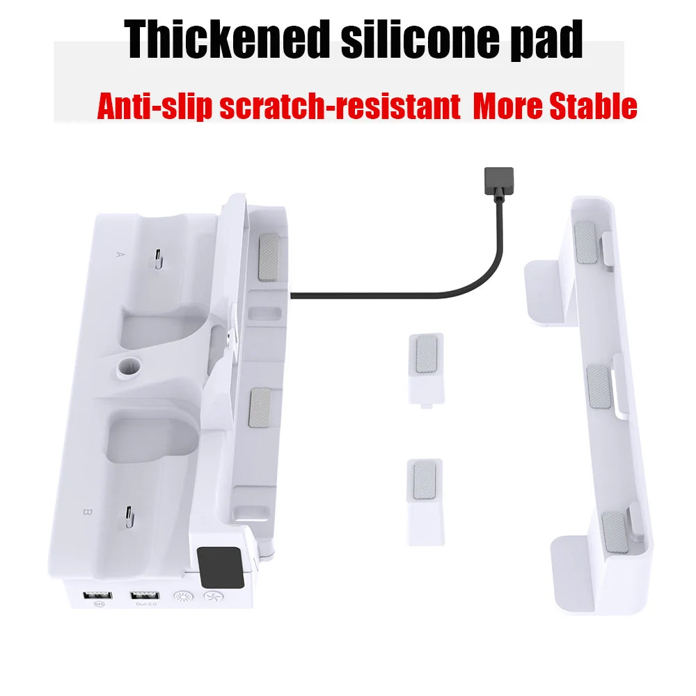 Horizontal Cooling Stand for PS5 Slim/Pro Disc Edition & Digital Edition RGB Light Controller Charger Dock Headset Holder
