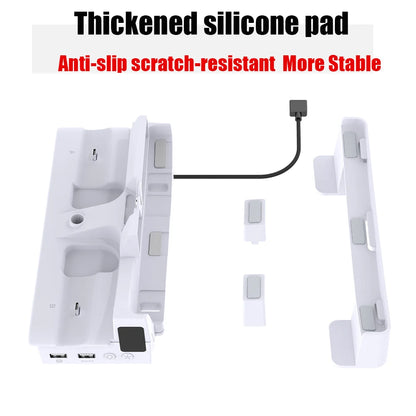 Horizontal Cooling Stand for PS5 Slim/Pro Disc Edition & Digital Edition RGB Light Controller Charger Dock Headset Holder