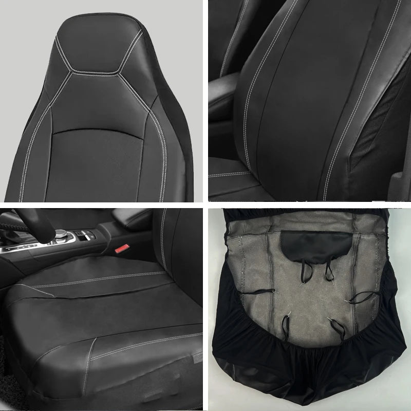 AUTO PLUS Universal High Back Bucket Leather Car Seat Covers Premium Waterproof Leather Full Set  Airbag Compatible