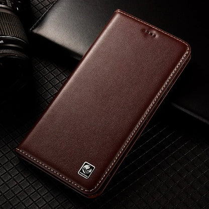 For SAMSUNG Galaxy S26 S25 S24 S23 Ultra Plus FE Edge 5G Flip Case Napa Texture Magnetic Cover Cowhide Genuine Leather Cases