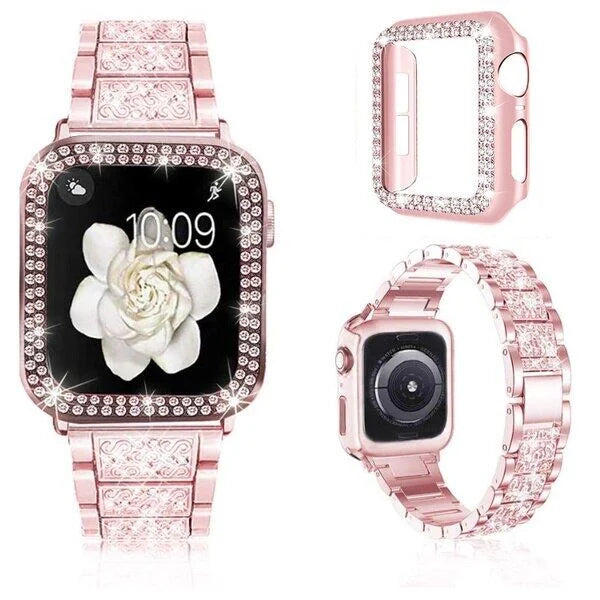 Chains Strap Case+Strap Metal Band Women Bracelet For Apple Watch 49mm 46mm 44mm 42mm 40 38mm for iWatch 10 9 8 7 6 5 SE 4 3 2 1