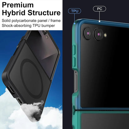 UYUXIO Translucent Magnetic Mobile Phone Case for Samsung Galaxy Z Flip 7 8 Wireless Charging Cases Rugged Cover with Magnet