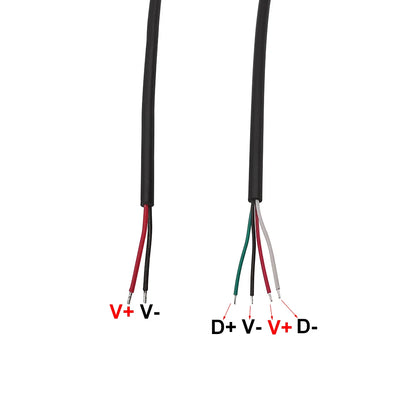 1/5Pcs Right Angle 2Pin 4Pin Wire USB Type C/Micro USB Male Plug Power Supply Charger Connector DIY Repair Cable 0.25m 0.3m 1m