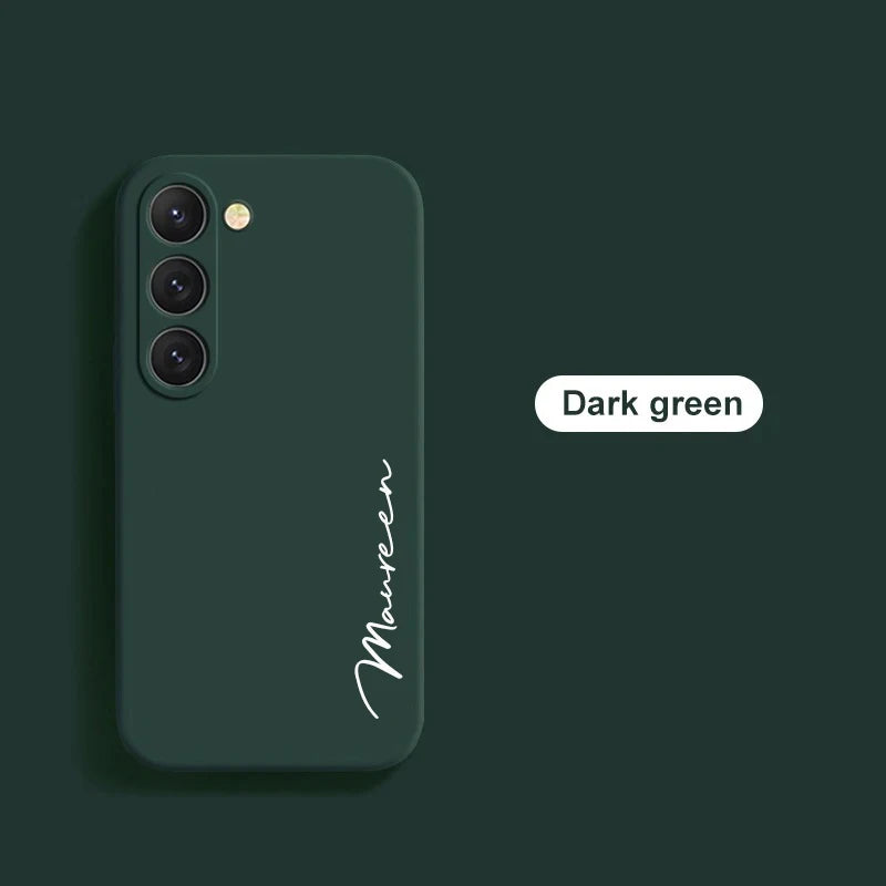 Customized Personalized Name Initials Soft Liquid Silicon DIY Case For Samsung S24 S23 S22 S21 S20FE Ultra Plus Cover For S23FE