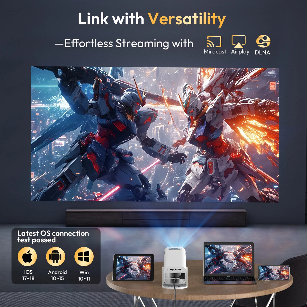 XGODY 260 ANSI 4K Projector Mini Projector Smart Android Keystone Correction Beamer Projectors BT5.0 WIFI6 Home Cinema Portable