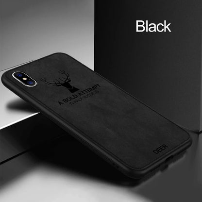 Luxury Deer Print Cloth Texture Case For iPhone 15 14 13 12 Mini 11 Pro X XS MAX XR Phone Cases Soft Cover Silicone Shockproof