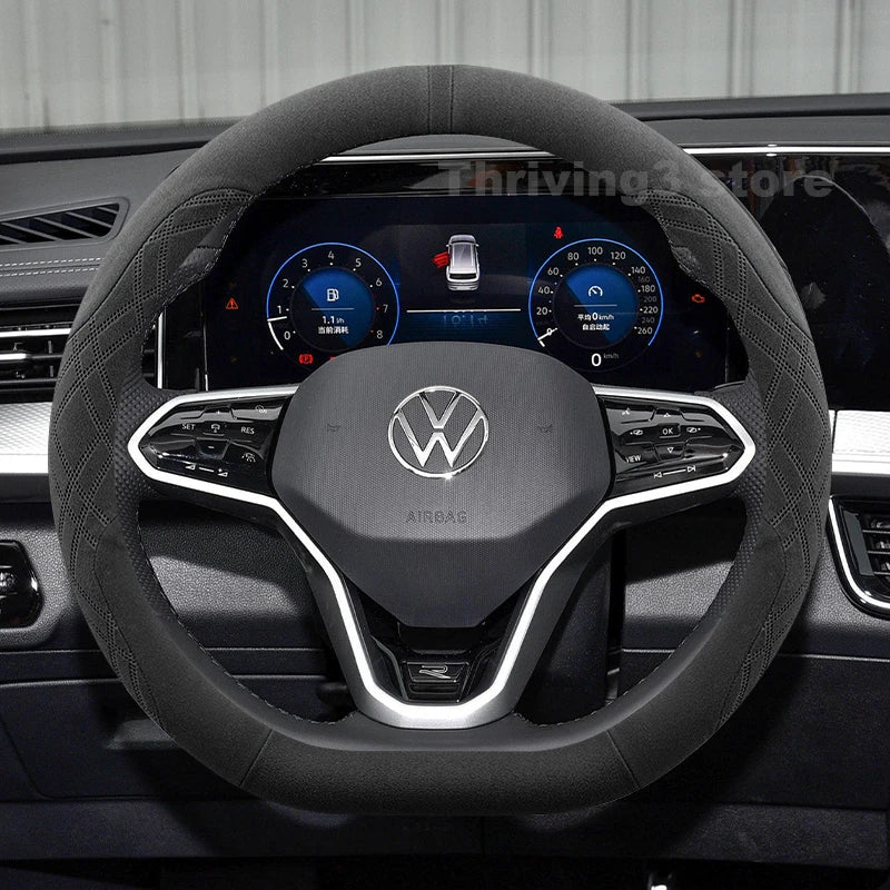 Suede Warm Car Steering Wheel Cover For Volkswagen Passat B8 B9 Tavendor Taos 2025 Heating Covers For Covers Auto Accessories