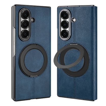 Magnetic Plain PU Leather Flip Phone Case With 360° Rotatable Ring Kickstand Holder for Samsung For Galaxy Z Fold 8 Ultra 7/6