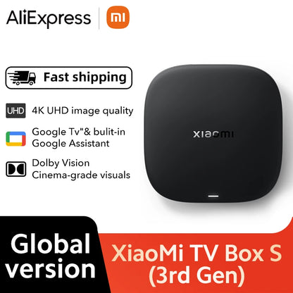 Global Version Xiaomi Mi TV Box S 3rd Gen Bluetooth 5.2 4K UHD Wifi6 2GB 32GB Google TV Google Assistant Smart Media Control