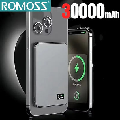 ROMOSS 3 IN 1 Power Bank For MagSafe 50000mAh Slim Magnetic Wireless Power Bank 22.5W External Battery For iPhone Samsung
