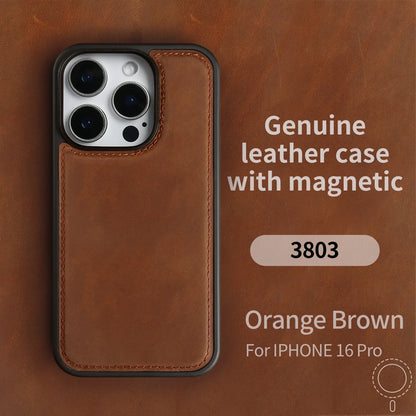 Vintage Magnetic Crazy Horse Genuine Leather Case For iPhone 16 Pro Max 17 15 13 14 12 Cover Retro Back Cases Protective Fundas