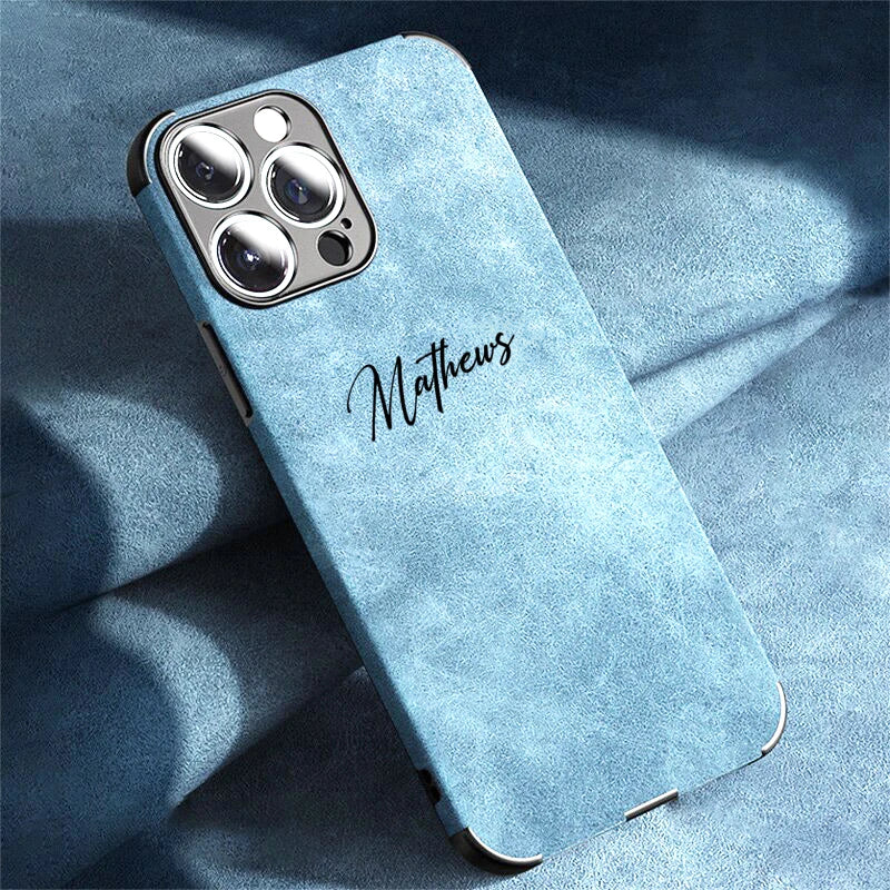 Personalized Luxury Leather Lambskin Case For iPhone 11 12 13 14 15 16 18Pro Max Customized Name DIY Cover