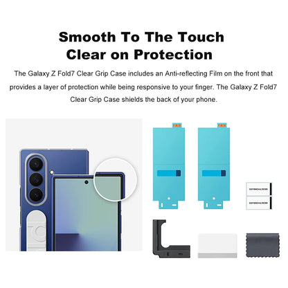 Original Genuine Samsung Galaxy Z Fold7 Clear Grip Case ZFold7 Clear Protective Case with Anti-Reflective Film EF-QF966