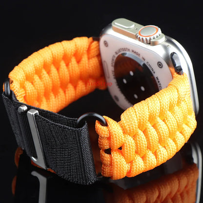 Outdoor Woven Nylon Band for Apple Watch 49mm 46mm 45mm 44mm 42mm 41mm 40mm Strap iWatch Ultra 2 SE 10 9 8 7 6 5 4 3 Bracelet