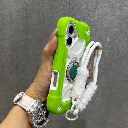 Luxury Heavy Duty Ring Holder Lanyard Case for iPhone 17 18 ProMax PC TPU Armor Cover for iPhone 11 12 13 14 15 16 Pro Max Plus