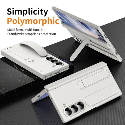 Modern Wrist Band Holder Hinge Case For Samsung Z Fold 7 6 5 4 3 Wrist Band Holder Pen Slot S Pen & Screen Protector Film Cover