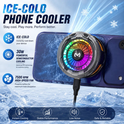 MEMO CX26 30W Phone Cooler Magnetic Semiconductor Cooling Fan AI Temp Control No Condensation RGB Gaming Radiat