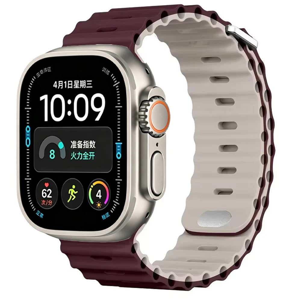 Ocean Silicone strap For Apple Watch Ultra 4 3 2 1 Band 49mm 12 11 10 9 8 7 46mm 45mm 41mm band iWatch 6 5 4 SE3 44mm 40mm 42mm