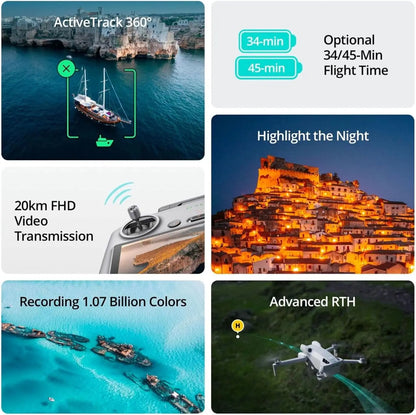 Open Box-DJI Drones Mini 4 Pro (DJI RC-N2), Drones with Camera for Adults 4K, Under 0.549 Lbs/249 g, 34 Mins Flight Time, 20km Max Video Transmission Distance, Omnidirectional Vision Sensing, Mini Drone for Beginners