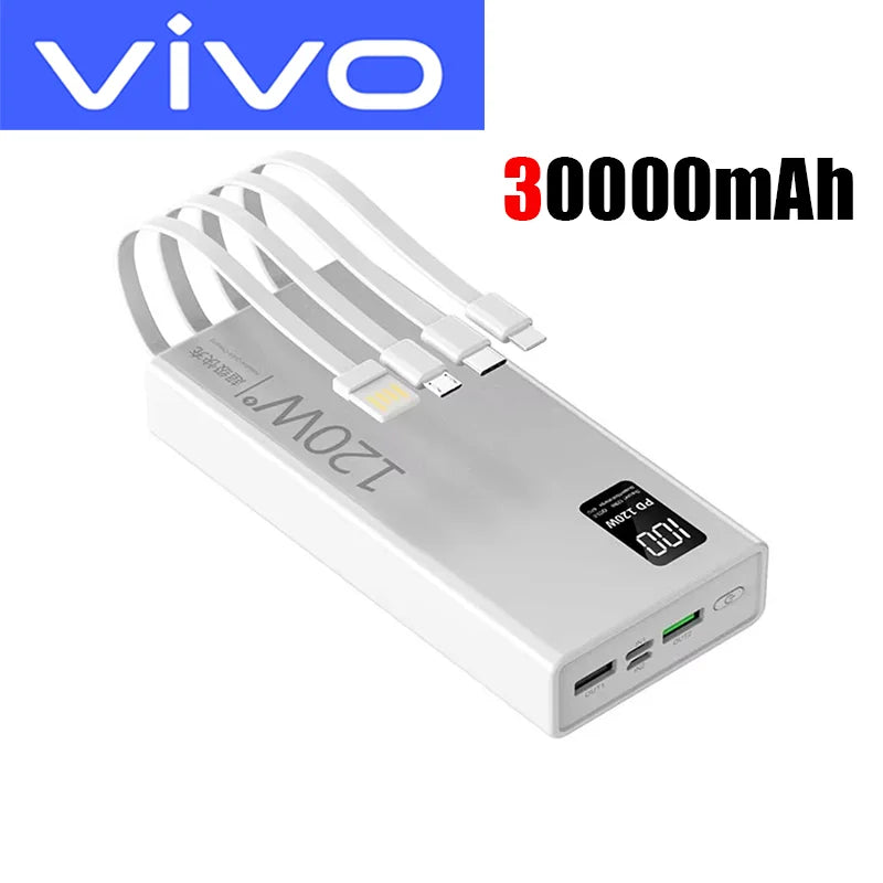 VIVO 4 in 1 Power Bank 120W 500000mAh High Capacity With Cables Super Fast Charging Portable Charger For iPhone Samsung 2026