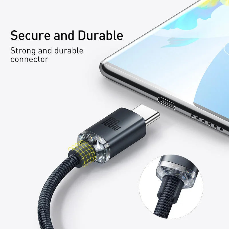 Baseus 6A USB Type C Cable For Realme Huawei P40 Pro 66W Fast Charging Wire USB-C Charger Data Cord For Samsung Oneplus Poco F3