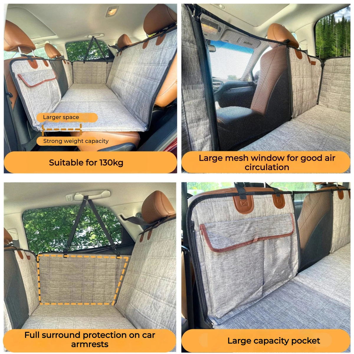 Car Back Seat Cover Large Dog Travel Protective Cover For Cars Truck SUV Waterproof Pet Extended Protection Mat Bearing 130kg