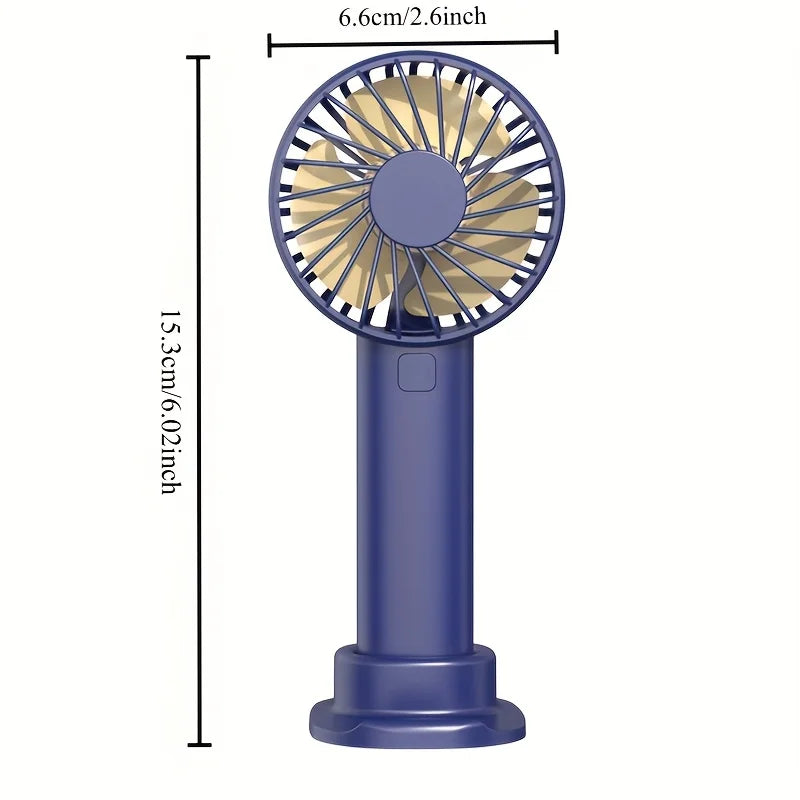 USB Mini Strong Wind Handheld Fan Portable Quiet Rechargeable Desktop Air Cooler with Phone Holder Cooling Fan Outdoor Travel