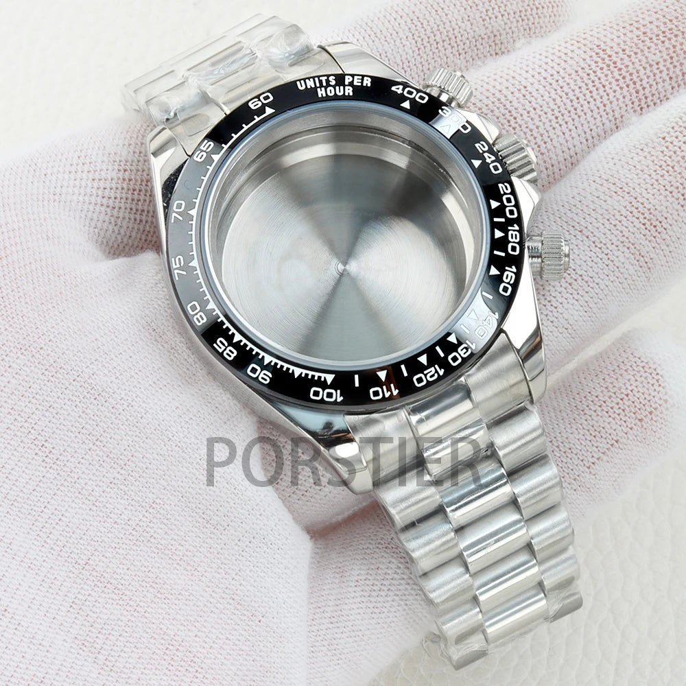 40mm VK63 Watch Case 100m Waterproof for Daytona VK63 VK64 Movement 316L Stainless Steel Presidential/Jubilee/Oyster Bracelet