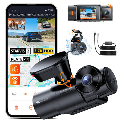 Vantrue N4S DashCam 3 Channel WiFi STARVIS 2 2.7K+1440P+1440 Waterproof Rear Camera HDR IR Night Vision GPS 24h Packing Mode