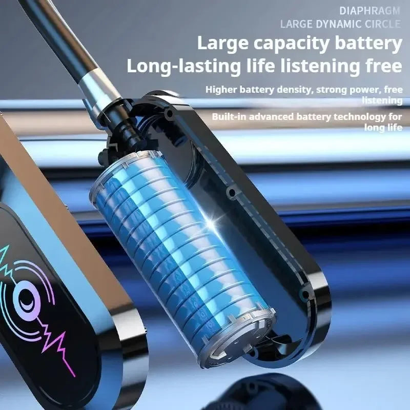 HD Screen Earphones Bluetooth 5.4 Headphones Neckband Headsets TWS Wireless Earbuds HiFi Stereo Voice Assistant Support TF Play