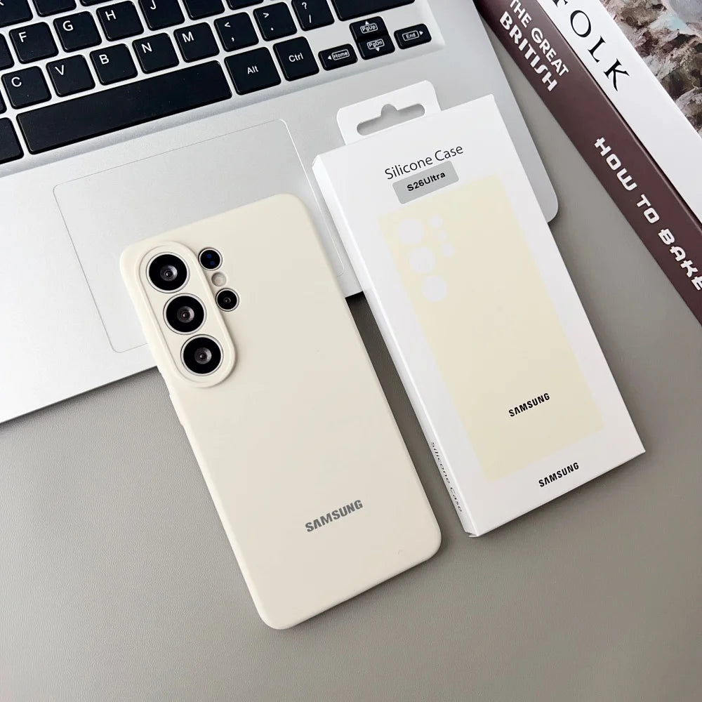 For Samsung Galaxy S26 S25 S26Plus S26Ultra Edge S24 S23 S22Ultra FE Case Soft Original Liquid Silicone Shockproof Phone Cover