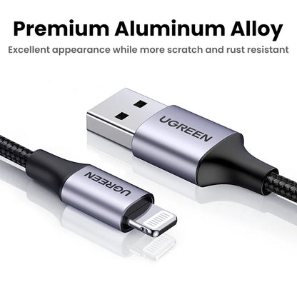 UGREEN MFi USB Lightning Cable for iPhone 2.4A Fast Charging USB A to Lighting Cables for iPad iPhone 11 13 12 14 Pro Max Cable