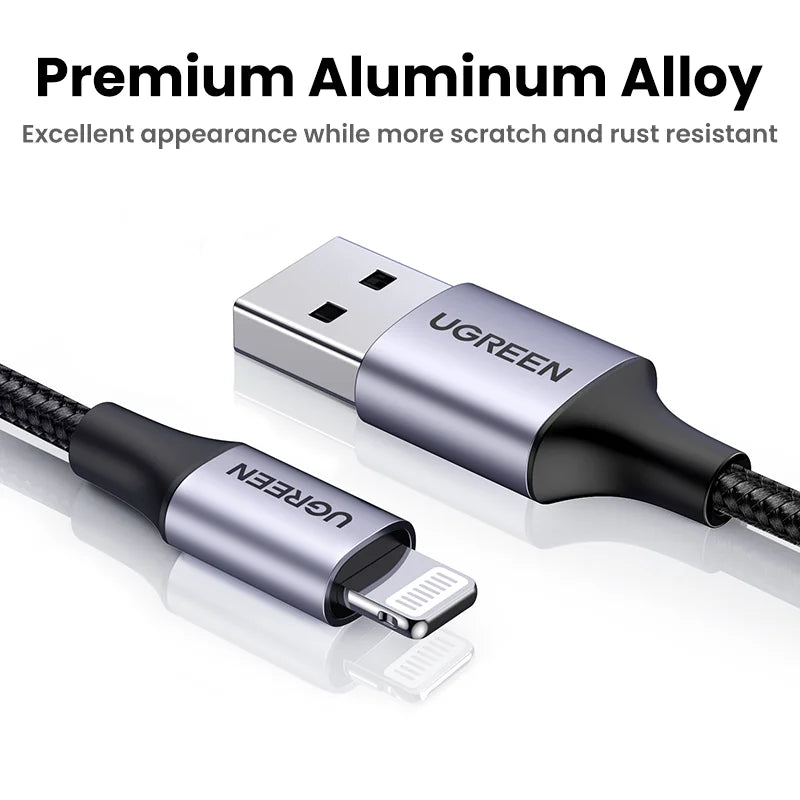 UGREEN MFi USB Lightning Cable for iPhone 2.4A Fast Charging USB A to Lighting Cables for iPad iPhone 11 13 12 14 Pro Max Cable