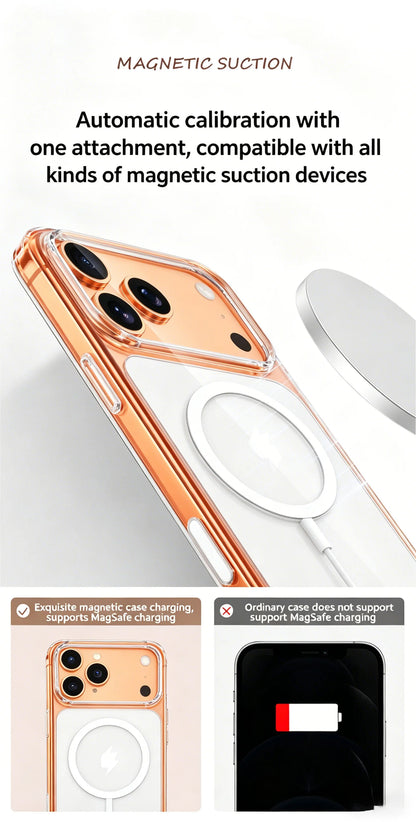 HANNUO Magnetic Case for iPhone 17 Pro MAX Cases Shockproof Cover for Wireless Charger Thin Cover Anti Yellow Transparent Cover