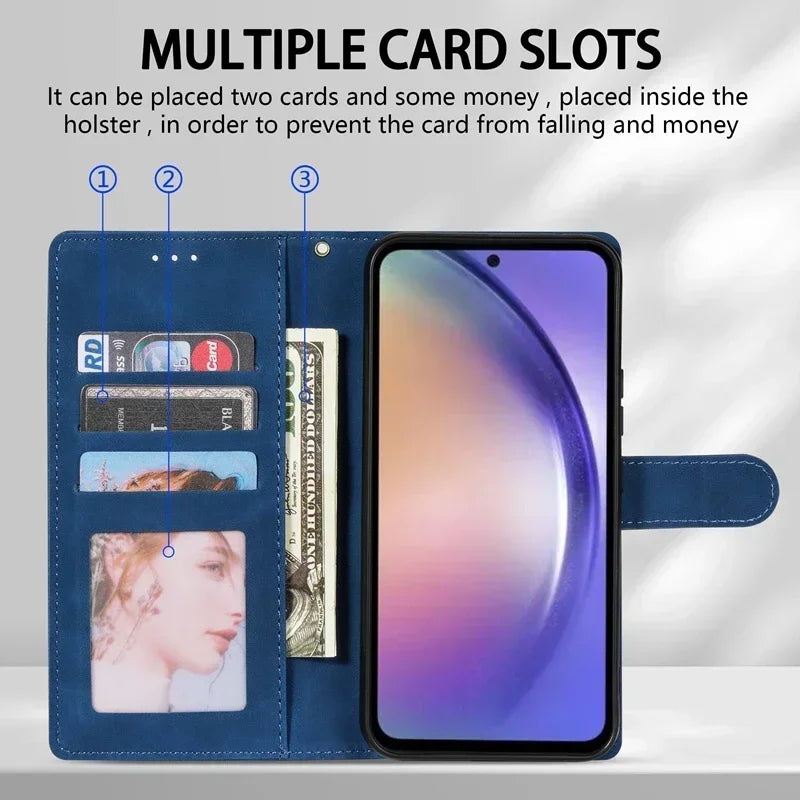 Wallet Card Slot Flip Leather Case For Samsung Galaxy A15 A16 A17 A35 A36 A53 A54 A55 A56 S25 Edge S24 Ultra S23 S22 Plus S20 FE