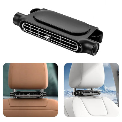 Portable Car Seat Fan with USB Power Adjustable 3-Speed Turbine Headrest and Backrest Cooling Fan Leafless Design Amagi
