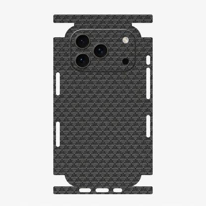Full Wrap Faux Leather Back Skin for iPhone 17 16 15 14 13 Pro Max Diamond Kevlar Texture Anti Scratch Phone Sticker
