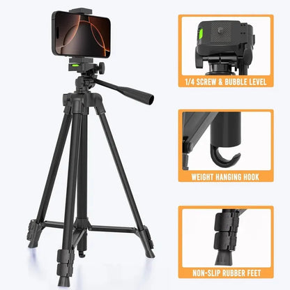 53 Inch Universal Tripod Stand with Bluetooth Remote Adjustable Height for Smartphone Camera Video Photography YouTube