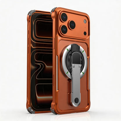 2-in-1 Detachable 360 Rotating Magnetic Bracket Metal Frameless Phone Case for iPhone 17 Pro Max Shockproof for Magsafe Cover