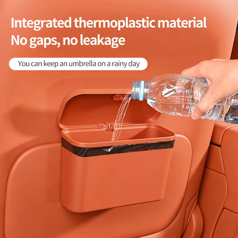 Car Mounted Multifunctional Hanging Garbage Bin, Press Type with Lid, Leak Proof, In Car Storage Bin, In Car Miscellaneous Sorti