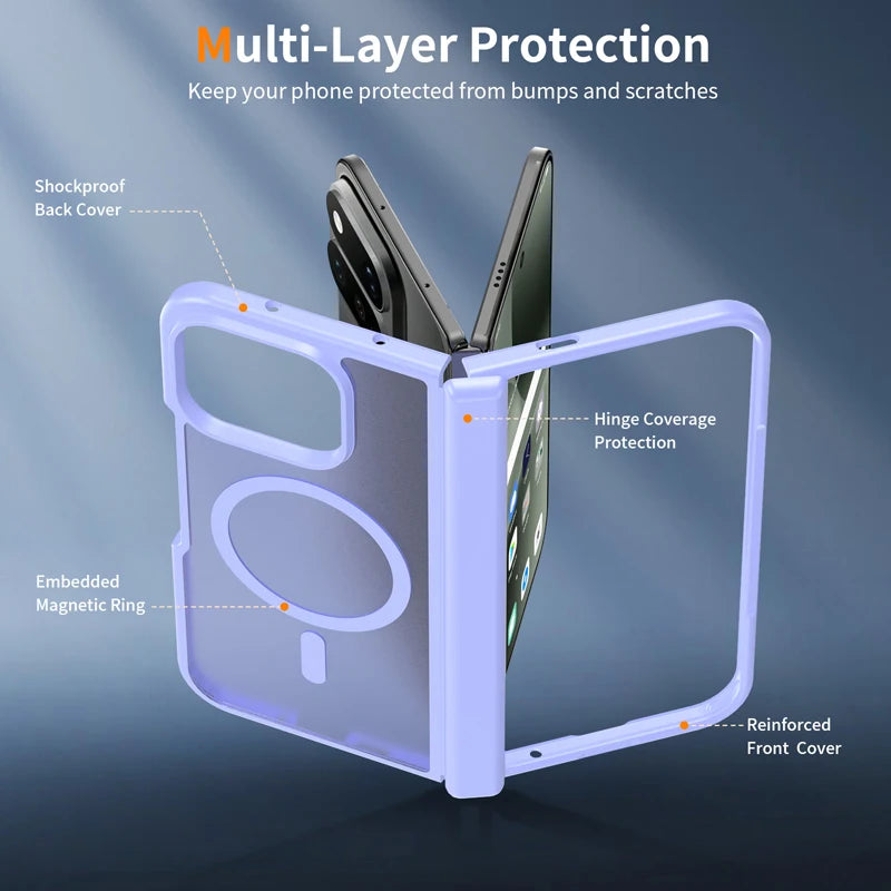 Case For Google Pixel 11 Pro Fold ELVEV Translusent Matte PC + Skin-friendly TPU Hinge Protection Magnetic Phone Cover