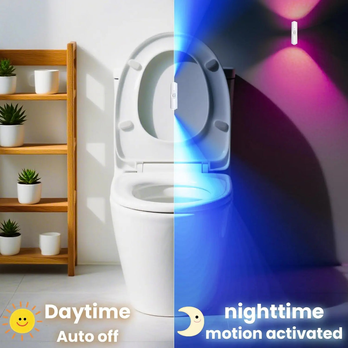 Motion sensor night light 7-color led toilet night light bedroom living room corridor double-headed wireless wall lamp magnetic