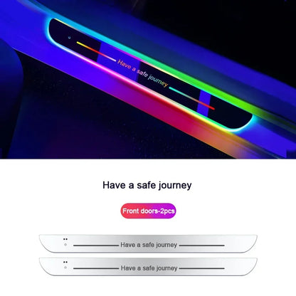 New Customized Car Door Threshold Sill Strip Light Logo Lamp Free Wiring LED RGB Welcome Scuff Plate Decorative Pedal Light