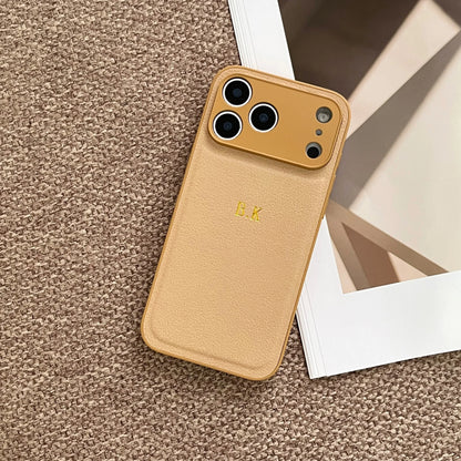 Personalized Customized Name Color Faux Leather Case For iPhone18 17 16 15 14 13 Pro Max Plus 17Air Hot Gold Foil Engraved Cover